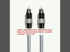 Toslinkケーブルの光ファイバーOD5.0銀製ロープは5MアンプSoundbar 1.5M 3Mのためのアルミニウム インク黒い貝をめっきした