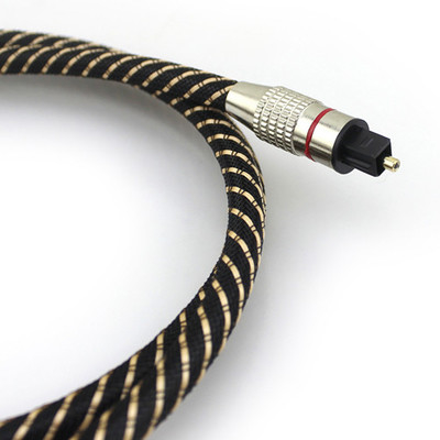 Toslinkの光学デジタル ケーブルのナイロン編みこみの金属の貝の赤いリング コネクターのHiFi SPDIF 1M - SoundBarのための10M
