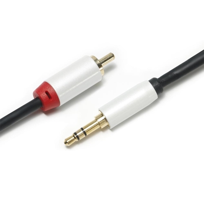 3.5 mmデジタル可聴周波ケーブル2/1のSoundbar車の音声のための白いめっきされた金属の貝の金コネクター1M 2M 3M RCA