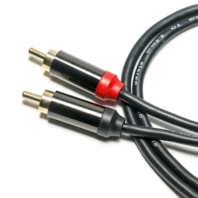 RCA デジタル オーディオ ケーブル メッキ メタル シェル ブラック PVC カバー 3.5mm 長さ 1.25M ゴールデン コネクタ カーオーディオ用