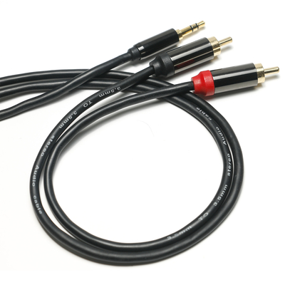 RCA デジタル オーディオ ケーブル メッキ メタル シェル ブラック PVC カバー 3.5mm 長さ 1.25M ゴールデン コネクタ カーオーディオ用