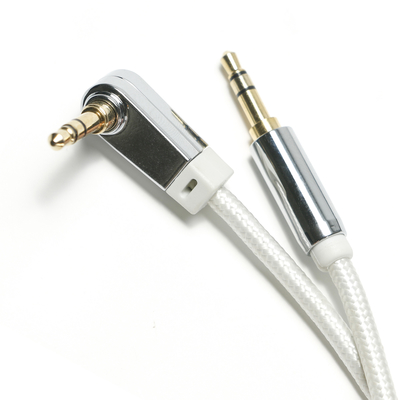 ホワイト AUX デジタルオーディオ SPDIF ケーブル 90° 3.5mm ニットロープメッキアルミニウム合金サウンドスピーカーカーオーディオ 0.92M