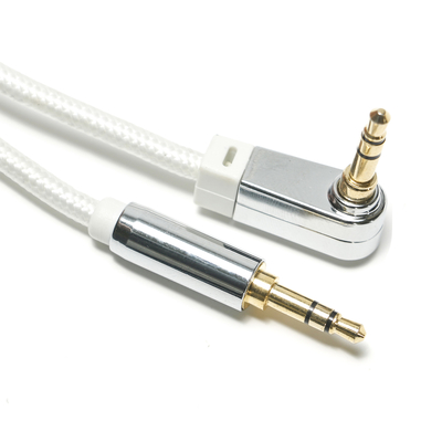 ホワイト AUX デジタルオーディオ SPDIF ケーブル 90° 3.5mm ニットロープメッキアルミニウム合金サウンドスピーカーカーオーディオ 0.92M