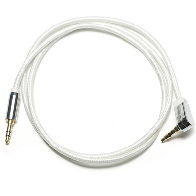ホワイト AUX デジタルオーディオ SPDIF ケーブル 90° 3.5mm ニットロープメッキアルミニウム合金サウンドスピーカーカーオーディオ 0.92M