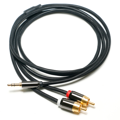 RCA 3.5MM デジタル オーディオ ケーブル 2/1 ニット ロープ メッキ ゴールデン ポート サウンドバー カー オーディオ用