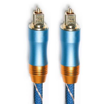 Toslink デジタル ケーブル プレミアム OD6.0 ニット ロープ メッキつや消しシェル スクエア インターフェイス ブルー 1.5M HiFi サウンド サブウーファー用