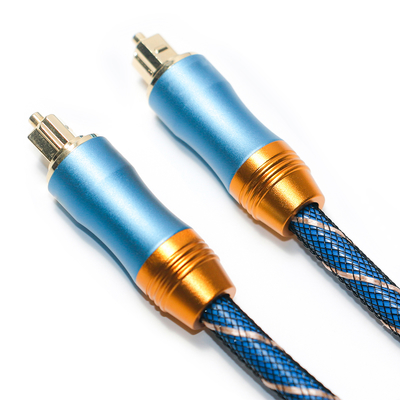 Toslink デジタル ケーブル プレミアム OD6.0 ニット ロープ メッキつや消しシェル スクエア インターフェイス ブルー 1.5M HiFi サウンド サブウーファー用