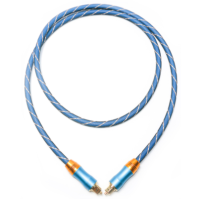 Toslink デジタル ケーブル プレミアム OD6.0 ニット ロープ メッキつや消しシェル スクエア インターフェイス ブルー 1.5M HiFi サウンド サブウーファー用