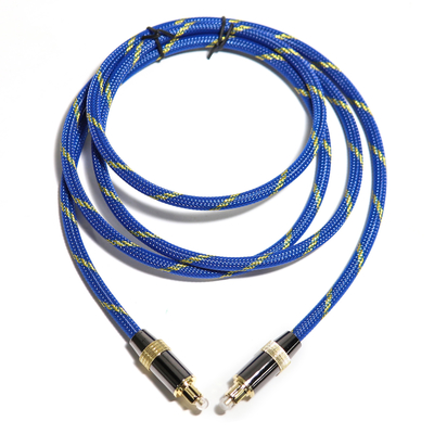 Toslink Didital 光ケーブル メッキ ゴールデン 4K ポート 織り ブルーロープ 同軸 HiFi サウンド オーディオファン用 HiFi 1.2M 2M
