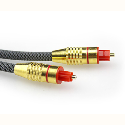 Toslink デジタル光ファイバー ケーブル ウーブン ネット メッキ ゴールド シェル レッド ポート 1.2M 2M 3M サウンドバー用