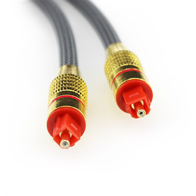 Toslink デジタル光ファイバー ケーブル ウーブン ネット メッキ ゴールド シェル レッド ポート 1.2M 2M 3M サウンドバー用