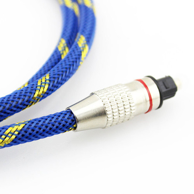 男性のホーム シアターSoundbarのための金によってKnitedめっきされる青いロープ5.1への光学デジタル可聴周波ケーブルの男性