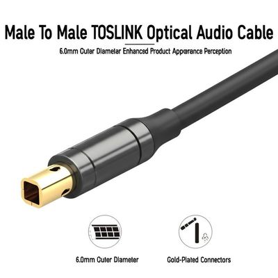 男性から男性へ TOSLINK オプティカルオーディオケーブル 6.0mm 外径 改良された製品外観 認識 金属コーネクタ