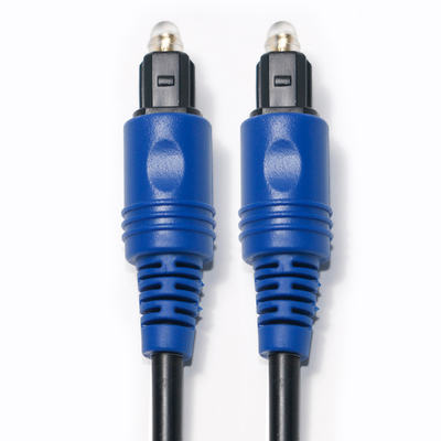 工場出荷時の価格の真新しいToslinkデジタル光ファイバーケーブルPVCロープは、ホームシアター用の青いシェルハイファイサウンドをメッキしました